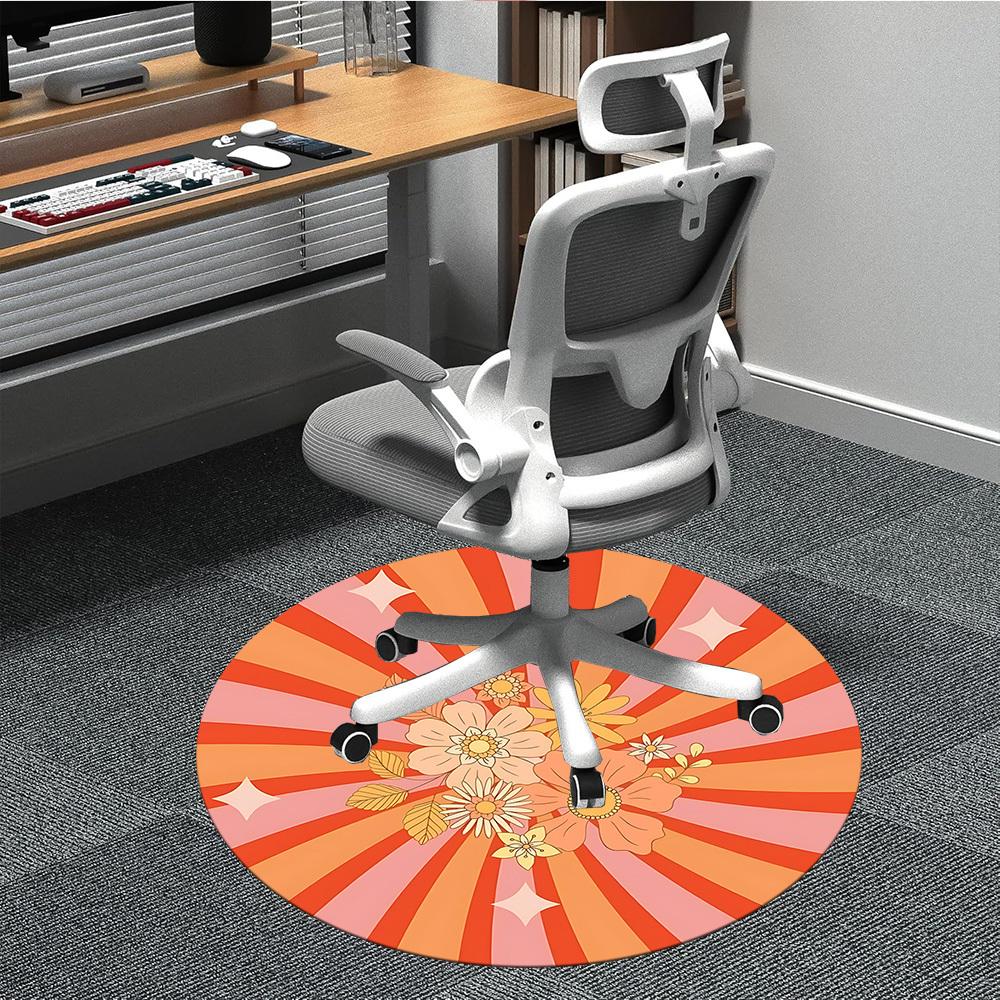 1pc Floral Burst Office Round Area Rug,  Mat Suitable For Office, Under Office Chairs Bedroom Living Room Home Decor, Room Deco