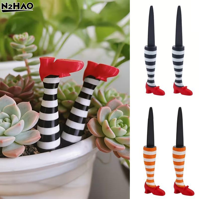 Witch Leg Flower Pot Set Halloween Theme Garden Lawn Planter Holder Resin Craft Outdoor Decoration