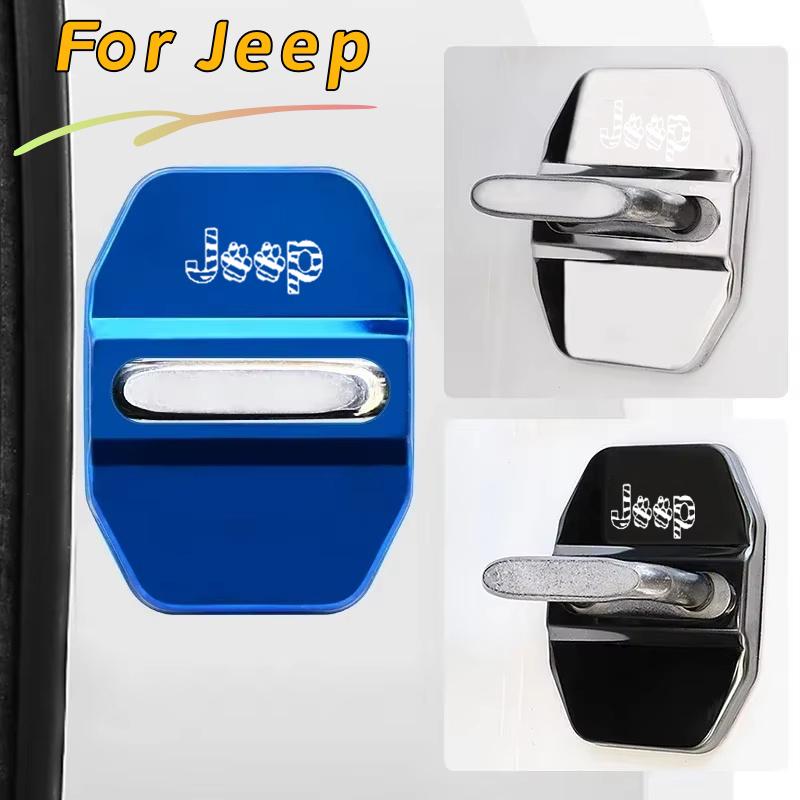 4PCS Car Logo Car Styling Door Lock Cover For Jeep Wrangler Compass Renegade Commander Wrangler Patriot Liberty Auto Accessories AMU1