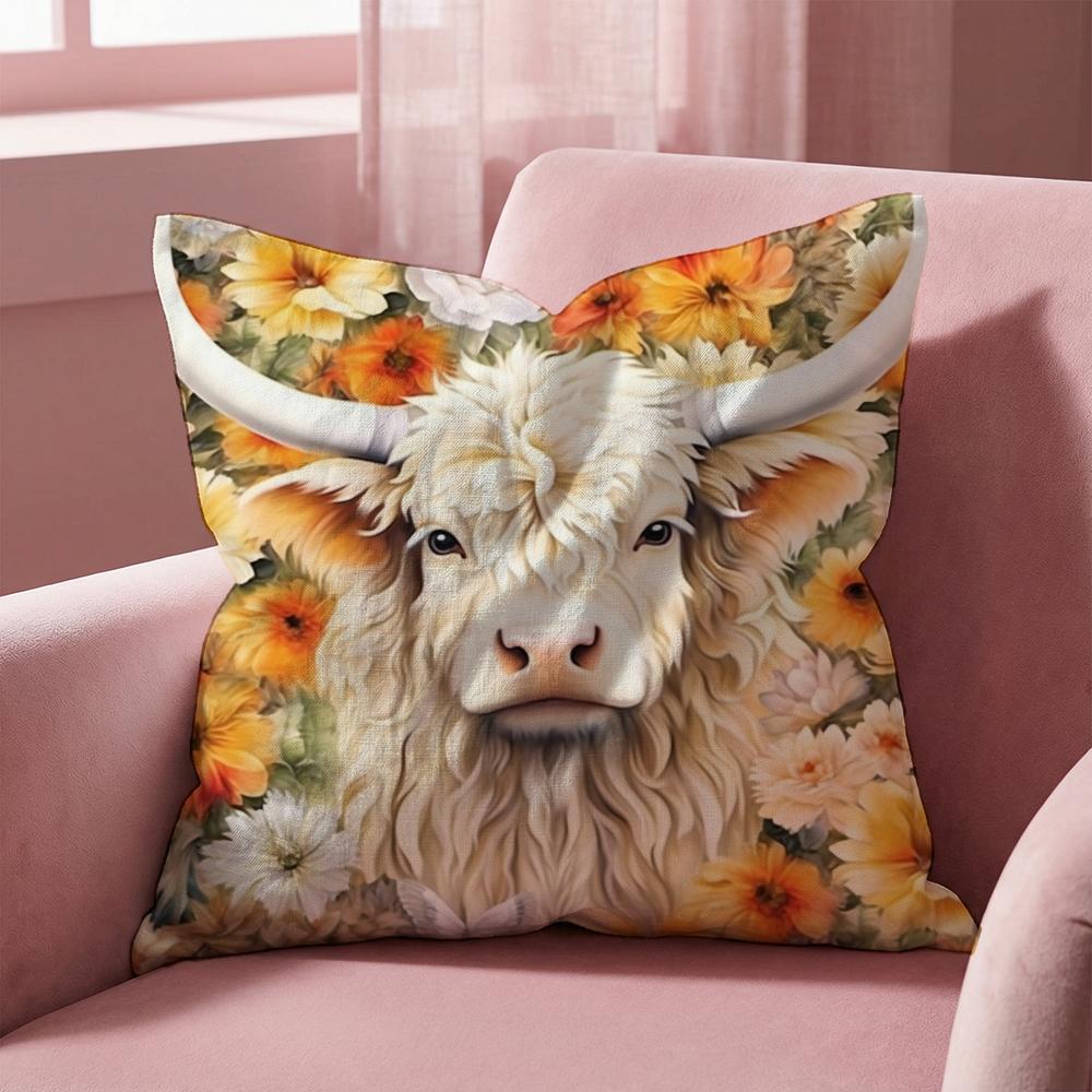 Lebendiges Hochlandrinder-Muster Kissenbezug Mehrzweck-Kissenbezug für Zuhause & Auto - Wendbar, Weich & Langlebig für den täglichen Gebrauch