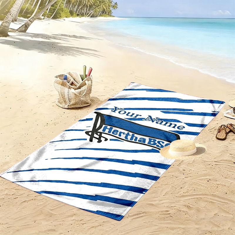 Hertha BSC Custom Name Print Beach Towel, Large Soft Quick Dry Towel for Beach Camping Swimming