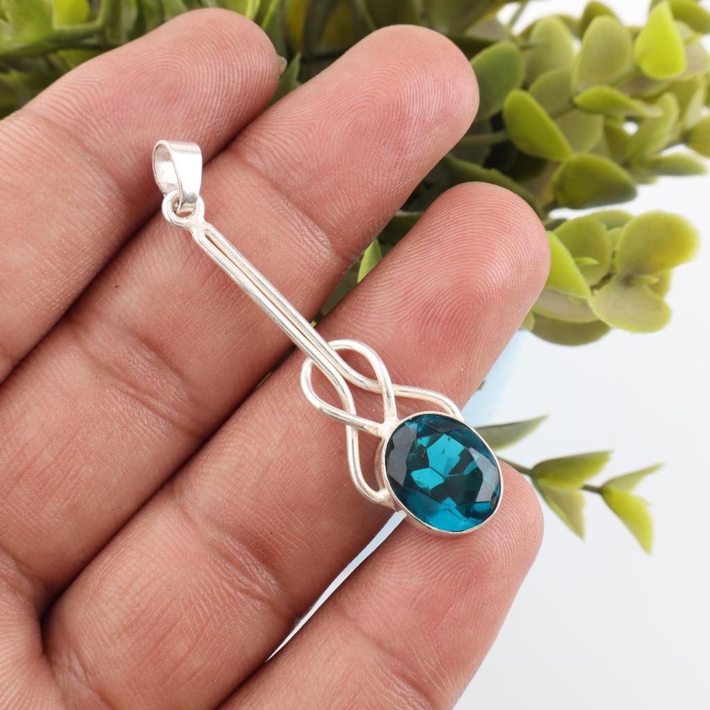 Apatite Handmade Silver Jewelry, 925 Sterling Silver Pendant, Handmade Beautiful Gemstone Jewelry, Apatite Pendant For Her