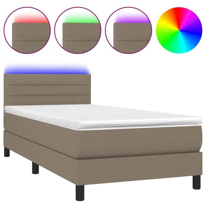 Maison Exclusive - Sommier à lattes de lit avec matelas LED Taupe 80x200 cm Tissu