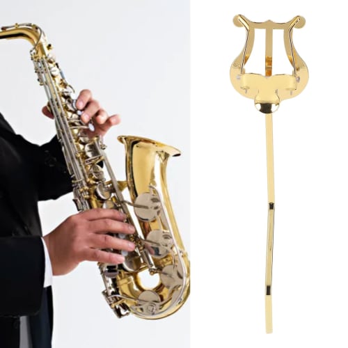 Music Stand for Marching Sheet Music, Alto Saxophone, with Music Clip, Alloy Material, Gold, Sheet Music Accessory