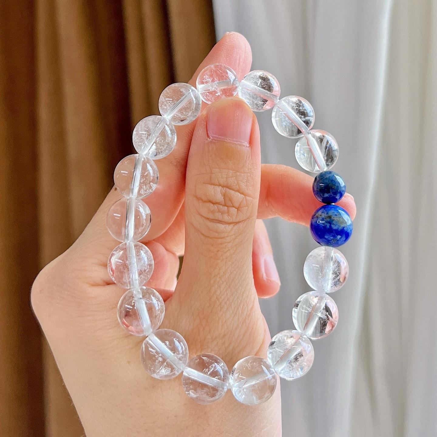 10Mm Natural White Crystal Lapis Lazuli Design Bracelet Bracelet.