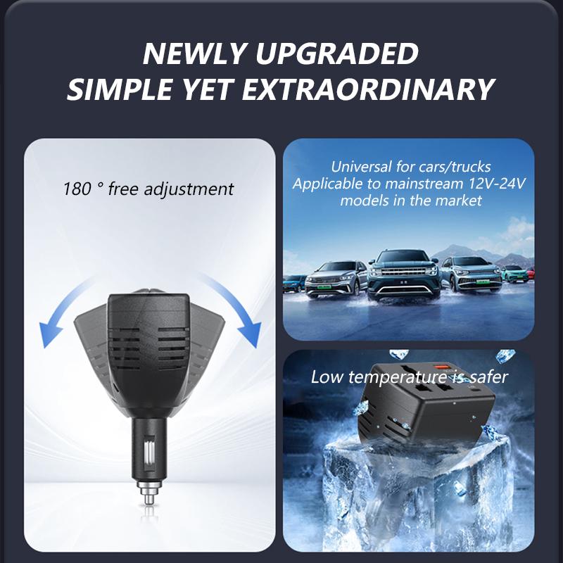 SEAMETAL 150W Car Inverter QC3.0 Type C Fast Charger Car Socket Multifunctional Three Port Vehicle Power Converter Digital Display