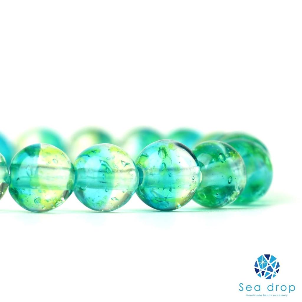 Sea drop dragonfly beads green x yellow 8mm half row 25 beads consecutive sale 20cm beads yellow green glass beads approx. [270ht-08]