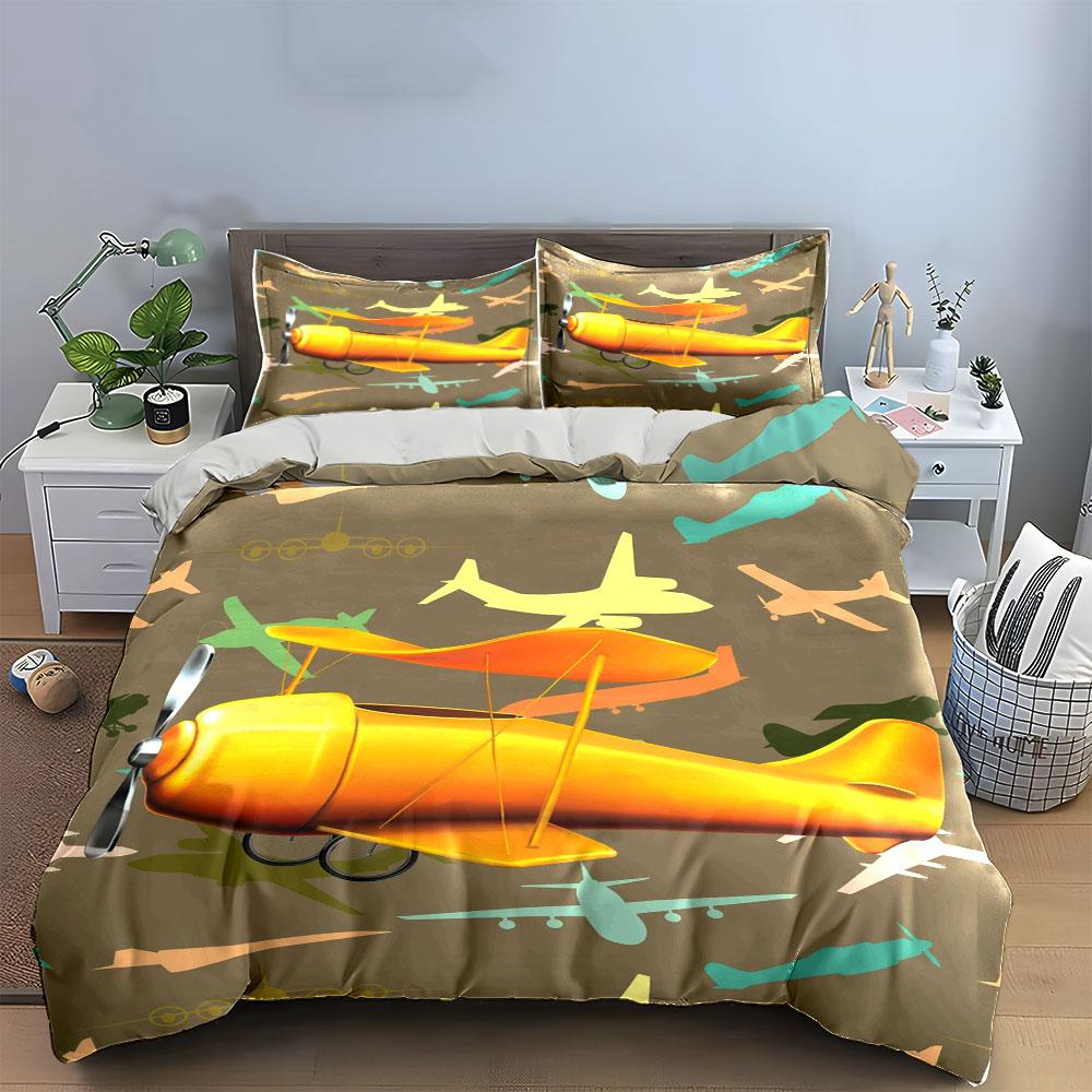 Airplanes in vibrant colors. Bedding sets Duvet cover sets Duvet covers Pillowcases(1*Duvet Cover 2*Pillowcases without duvet insert)