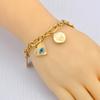 Bracciale con Charm Spirituale Lokaer Color Oro Acciaio Inossidabile Catena con Sole Occhio Maligno e Mano di Fatima per Donne Gioielli Protettivi B25057