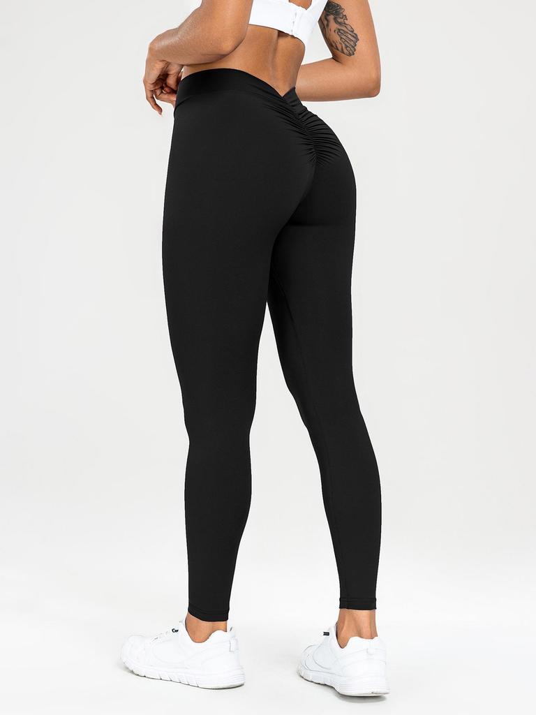 V-Shaped High-Elastic Hip-Lifting Pleated Yoga Pants - Popular in Europe & America for Training, Running & Fitness