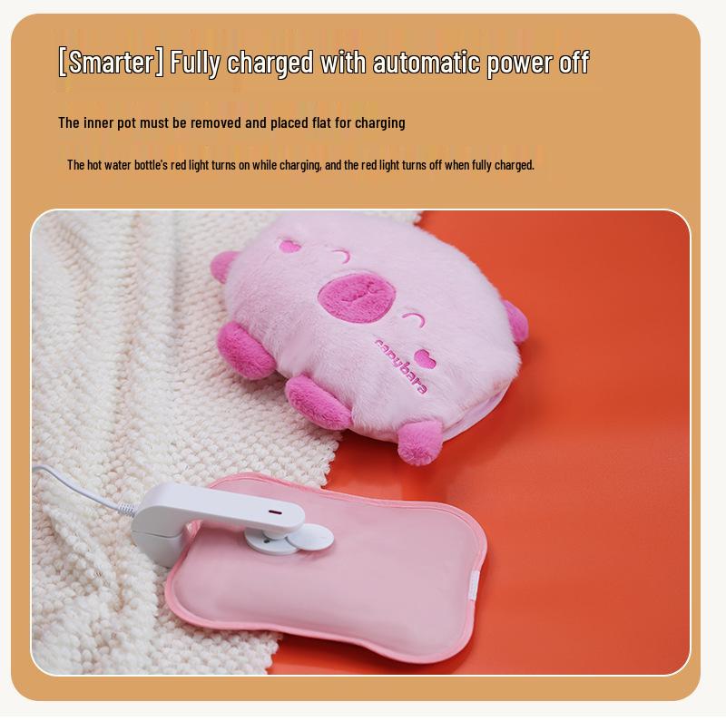 Explosion-Proof Rechargeable Plush Hot Water Bottle: Cute, Warm Hand & Belly Warmer for Girls’ Dormitory