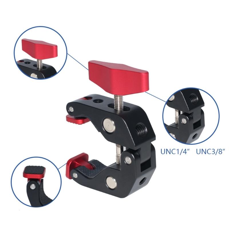 Heavy Duty Aluminum Magical Arm Clamp With Universal 1/4 3/8 Thread For Secure Camera Mounting Photography Accessories