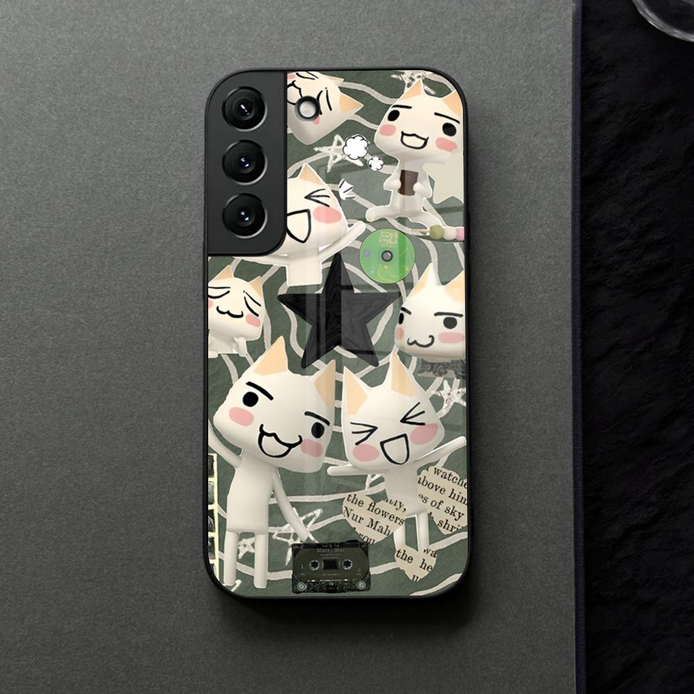 INS Cute Toro Inoue Cat Phone Case Glass For Samsung Galaxy S21 S26 S25 S22 S20 S24 S23 Ultra Fe Plus A16 A34 A54 A24 Coque