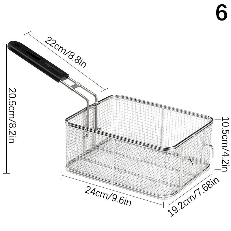 Stainless Steel Fryer Screen French Fries Frame Square Filter Net Encrypt Colander Strainers Shaped Frying Fried Mesh Basket