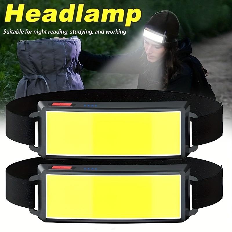 COB LED Headlight Flashlight 3 Mode,Built In Battery USB Rechargeable HeadLamp Outdoor Emergency Camping Fishing Lantern