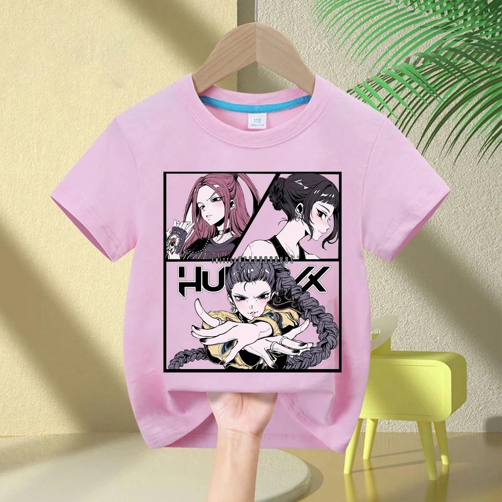 Baby Girl Clothes Crew Neck Cartoon Girls Boys Tee Kids Rumi T-shirt KPop Demon Hunters Print Fashion Casual Tops Casual