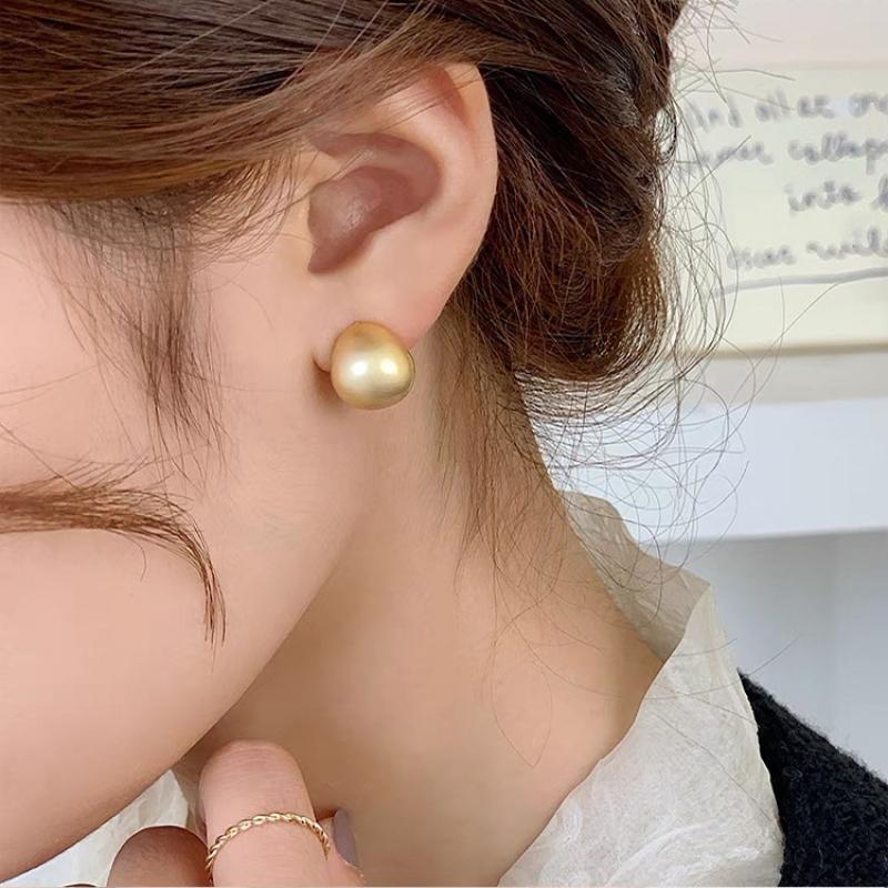 New Fashion Gold Color Metal Matte Brushed Earrings for Women Exquisite Minimalist Frosted Round Ear Buckle Jewelry Accessories