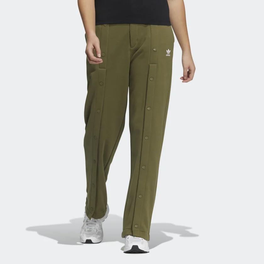 Adidas Originals Trefoil Button Plain Casual Sports Long Pants Women Bottoms Olive-Green HL9393