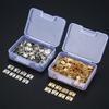 DRELD 100pcs 8*10mm Brass Cabinet Door Luggage Mini Hinge Cupboard Door Decorative Hinges for Jewelry Wood Box +Nail+Storage Box