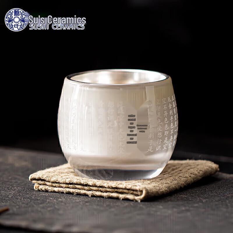 Master Zheng Wenqiang Ceramic Gilded Silver Buddhist Scripture Tea Cup