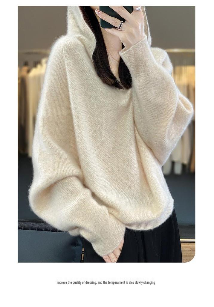 Women's Soft V-neck Sweater - 2026 Autumn/Winter Loose Knit Long Sleeve Pullover Top
