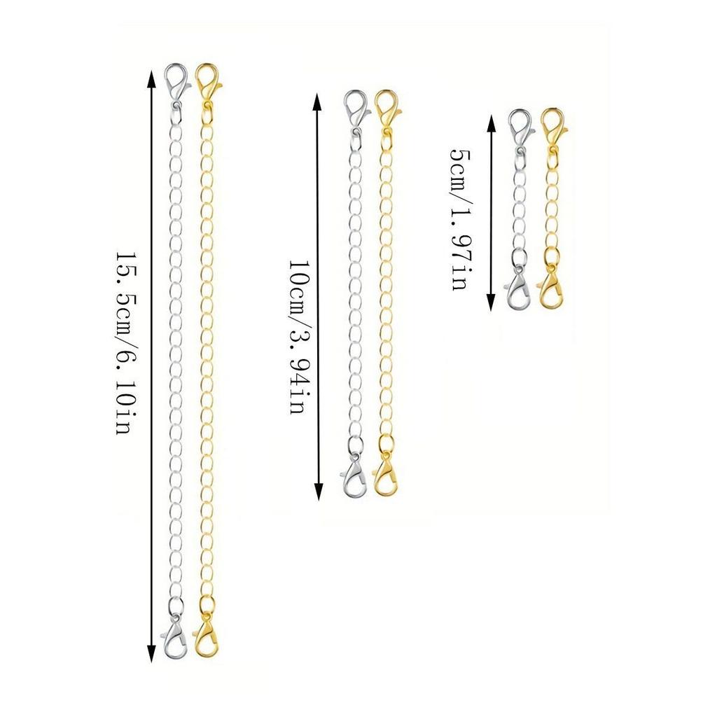 6pcs Alloy Chain Extenders for Jewelry Making, Lobster Clasp Closures, No Mosaic, Bracelet & Necklace Accessories