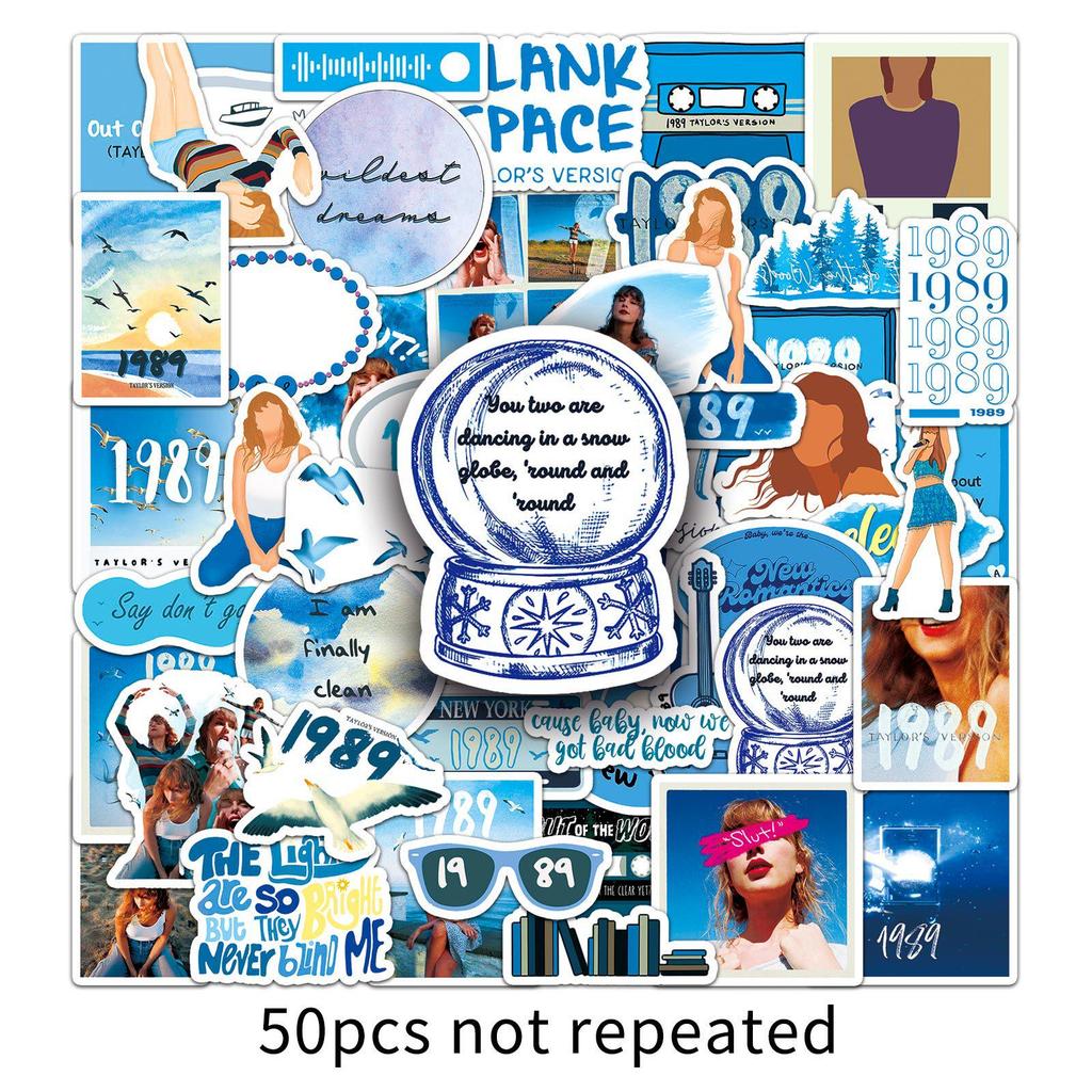 50 vodotěsných dekorativních epoxidových samolepek s tématem alba 1989 od Taylor Swift