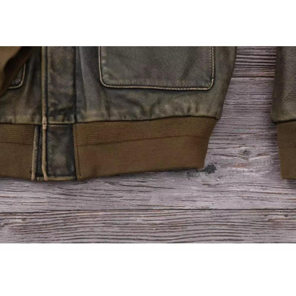 Chinese Size Classic Military A2 Air Force Leather Flight Jackets Vintage Stonewashed Cow Leather Jacket Men Soft Cowhide Mens Coat