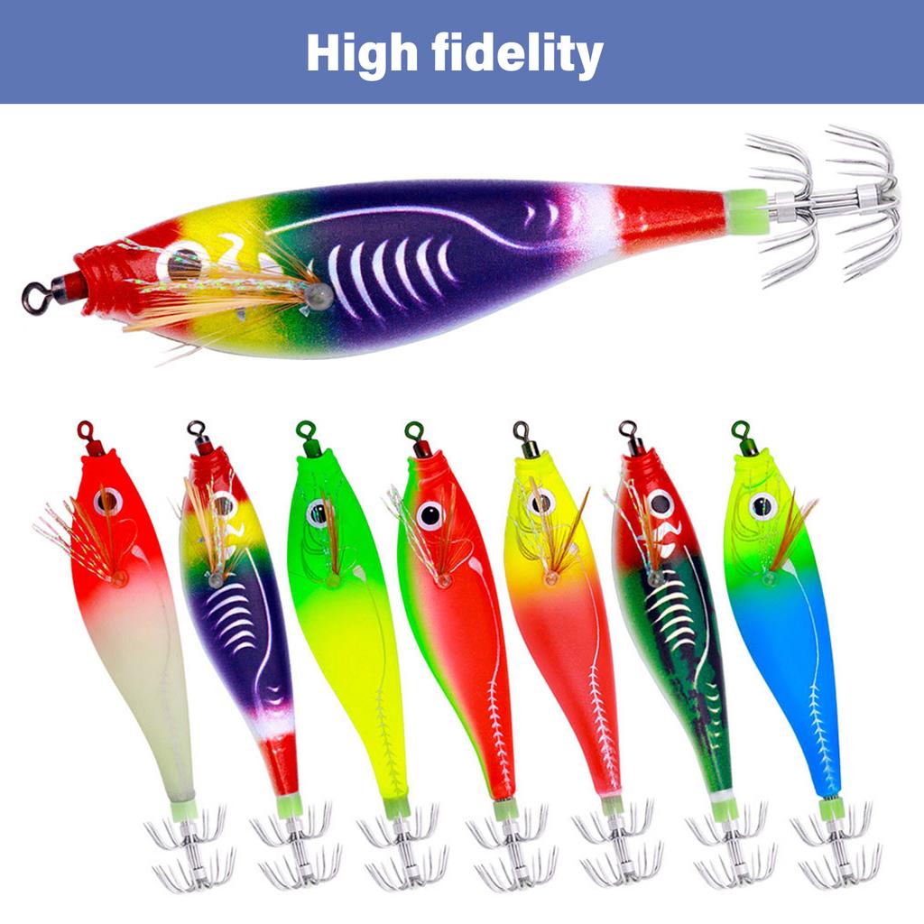 95mm Luminous Squid Hook Baits Fishing Lures Artificial Squid Hook Jigs Octopus Squid Shrimp Fishing Glow Shrimp Lures