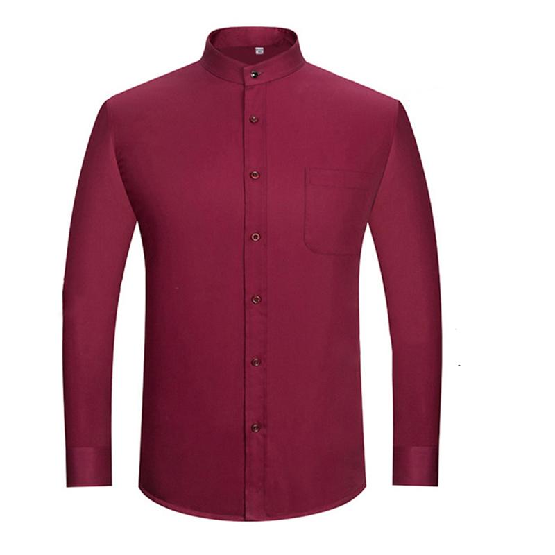 Saf Pamuk Beyaz Erkek Dik Yaka Uzun Kollu Resmi Gömlek Regular Fit