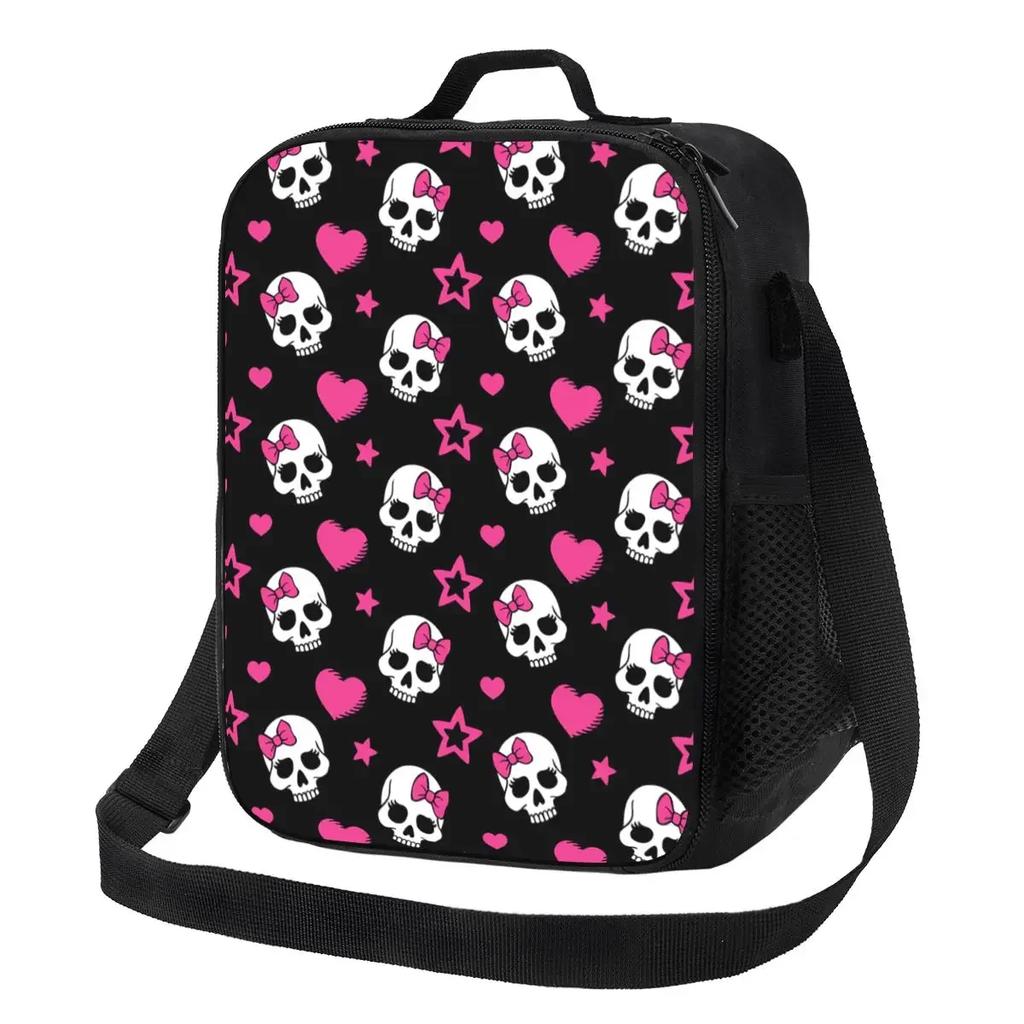 Grim Reaper Insulated Lunch Bag for Work School Demon Skull Waterproof Thermal Cooler Bento Box Women Children