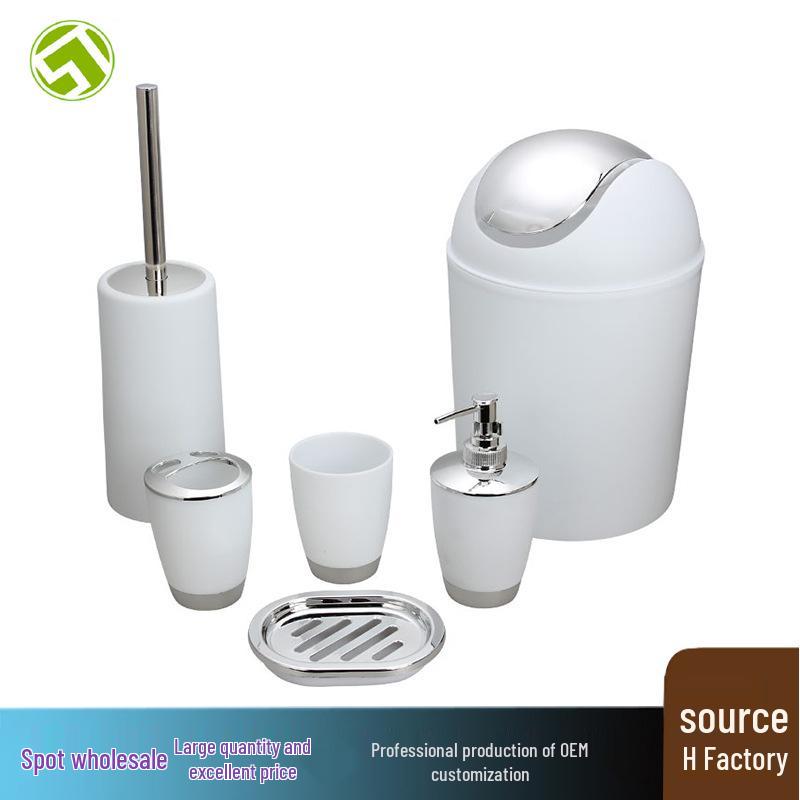 Elegant Euro-American Bathroom Set: 6-Piece Toiletries & Electroplated Lotion Bottle