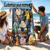 Custom Name Personalized Pocket Monster Print Beach Towel, for Trip Camping Beach Party Home Decor, Birthday Gift for Family & Friends