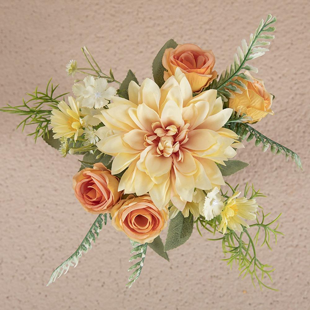 Plastic Artificial Dahlia Rose Flowers Realistic Fake Flowers  Living Room Decor