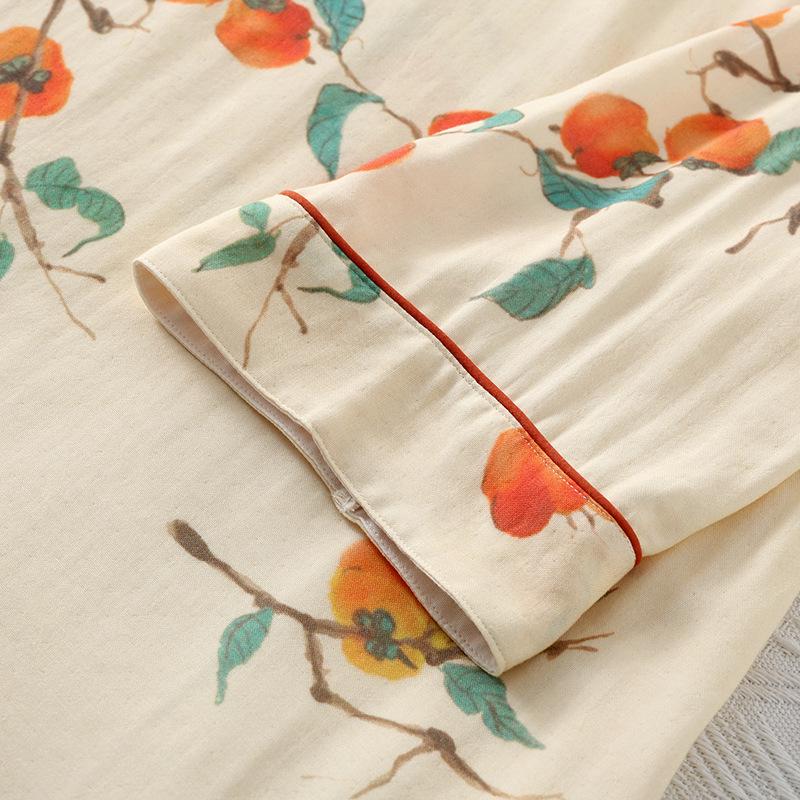 Spring / Summer Thin Chinese National Style Women's Pajamas Loose Bamboo Cotton Seven-quarter Sleeves Loungewear