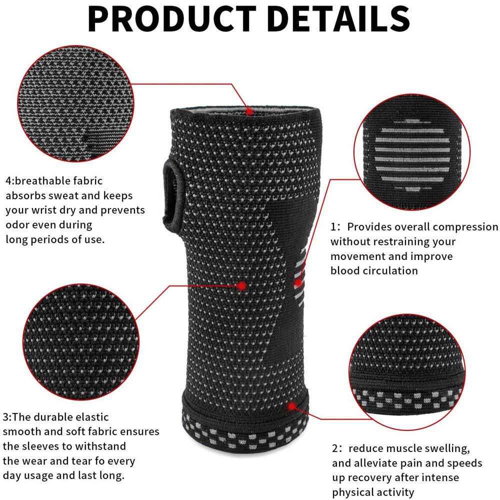 1Pair Wrist Support Sleeve, Compression Gloves Carpal Tunnel for Women Men, Hand Brace Wrist Support Sleeves Tendonitis Pain Relief