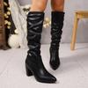 Thick heel legs white new pointed heel stack high heel modified big tube circumference boots 2025 long boots women's summer boots