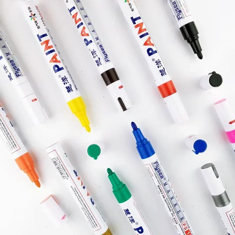 Marcador de Tinta Permanente de Borracha Impermeável Branco Multicolorido Desenho Pneu de Carro Sulco Ambiental Caneta Marcadora para Pintura de Pneus