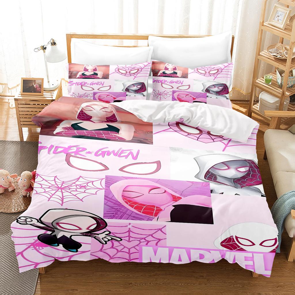 Spider-Man Gwen 3-delig 1 Dekbedovertrek Eén Delig Beddengoed Set Comforte Luxe Verfijnd Verjaardagscadeau 100% Polyester Huisdecoratie