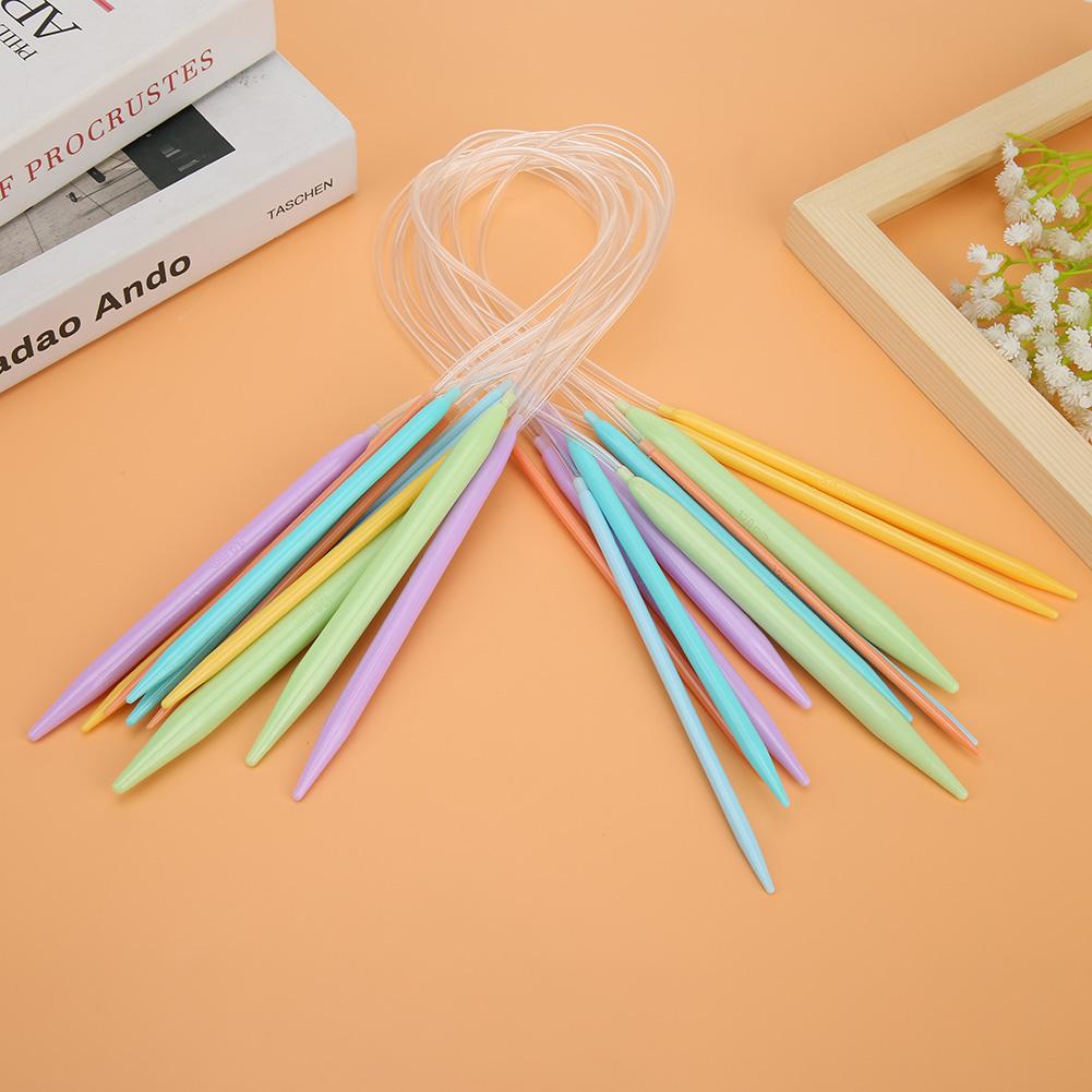 12 Pairs Candy Color Sewing Needles Plastic ABS Change Head Knitting Needle Set Scarf Sweaters DIY Weaving Tools