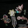 Wine Stained Rose Rainbow Gemstone Flower Brooch, Antique, Plated With 18K Gold, Colored Treasure, Koi Small Fish Zircon Brooch.