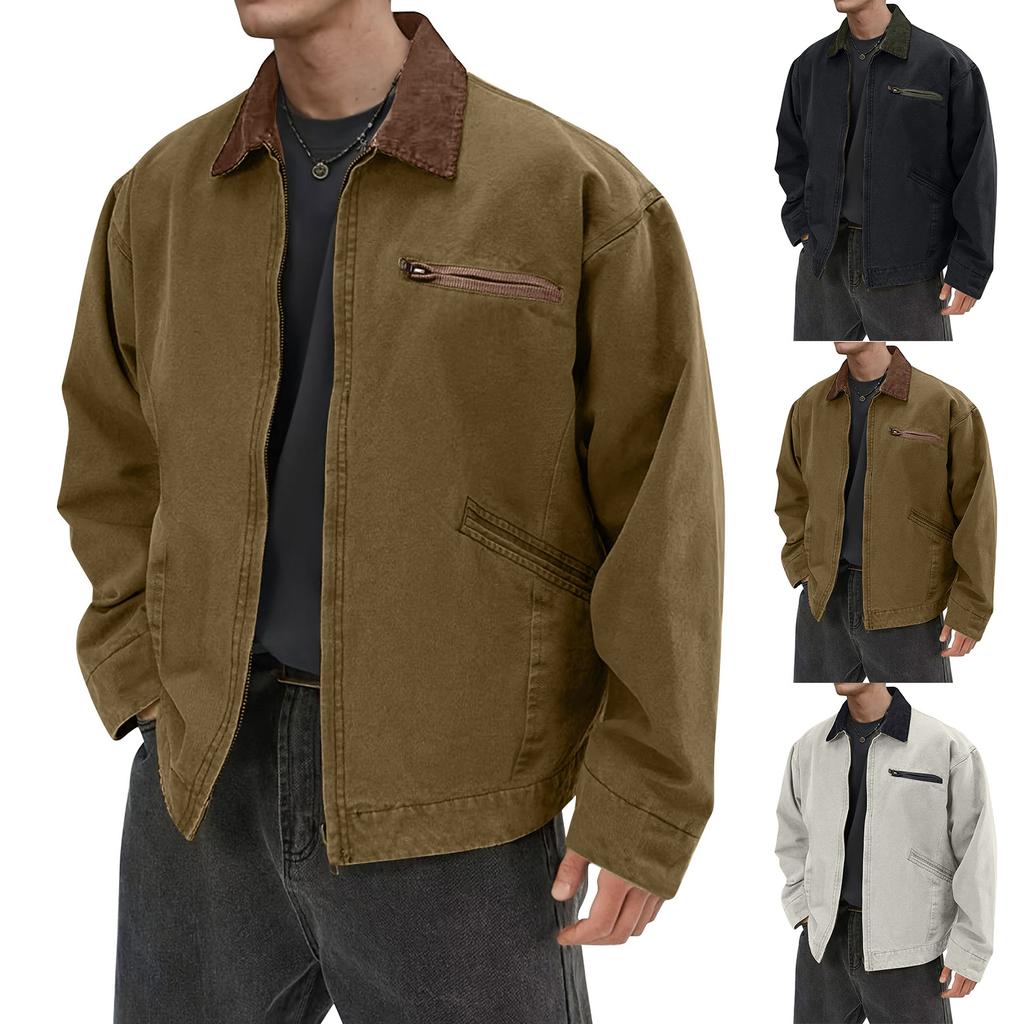 Men's Solid Color Camouflage Outdoor Sports Jacket Men's Pocket Button Casual Jacket