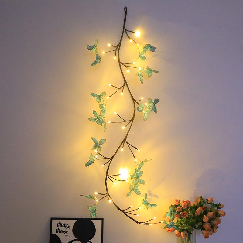 1Pc LED Rattan Simulation Branch Bendable Modeling Light Interior Decoration Background Atmosphere Bedroom Wall Layout Light