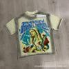Unisex Oversized Box Fit Cotton Tee With Embroidered Rhinestone Washed Print Round Neck Short Sleeve Casual Top