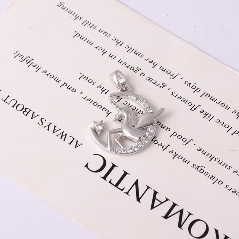 Two-Color Electroplated Moon Pegasus Pendant for Women - Sweet Fairy-Inspired Collarbone Chain