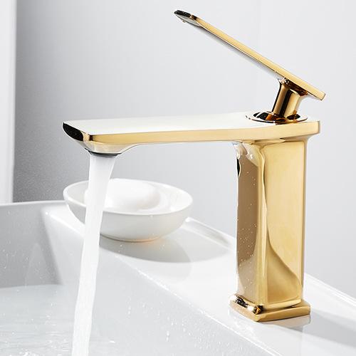 White Brass Basin Faucet Bathroom Sink Faucets Hot Cold Water Mixer Crane Deck Mounted Single Handle Hole Bath Kitchen Taps