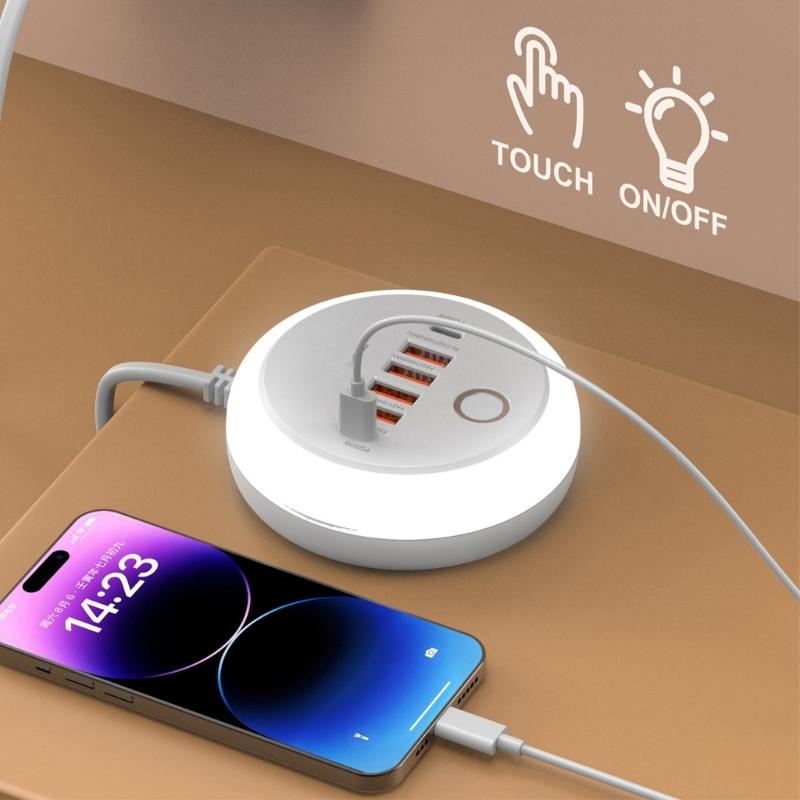 Simultaneous 6 Device Charging Adapter With 2 Type C Port Quick Charge 4 USB Port Auto Current Detection Space Saving