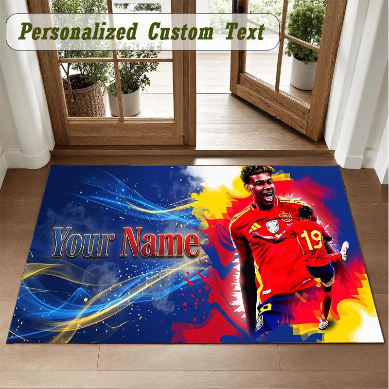 Crystal Velvet Square Rug Custom NameLamine Yamal Pattern Non Slip Home Floor Decor Rug