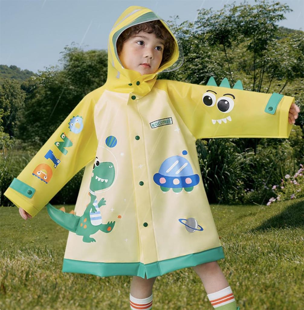 Kids Raincoat for Rainwear for Dinosaur Animal Elementary School Student Rain Storage Pouch Rainy Season Kindergarten L [VIISEN] Girls, Children's