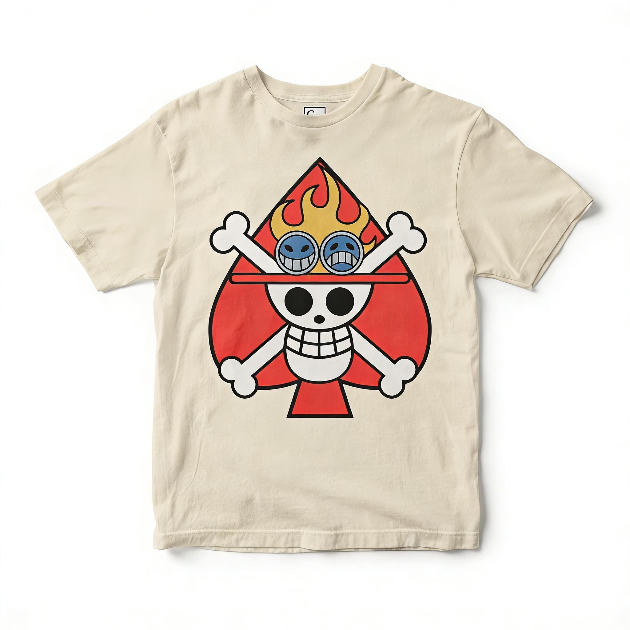 Unisexs T Shirt Sports T Shirt Short Sleeve T Shirt One Piece Red Hair Pirates Skull on Fire Red Heart Pattern Black Cotton Tee S